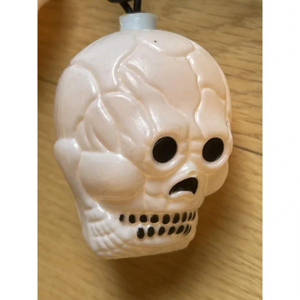 Blow Mold Skulls Halloween String Lights Two Set Of 10 Indoor Outdoor